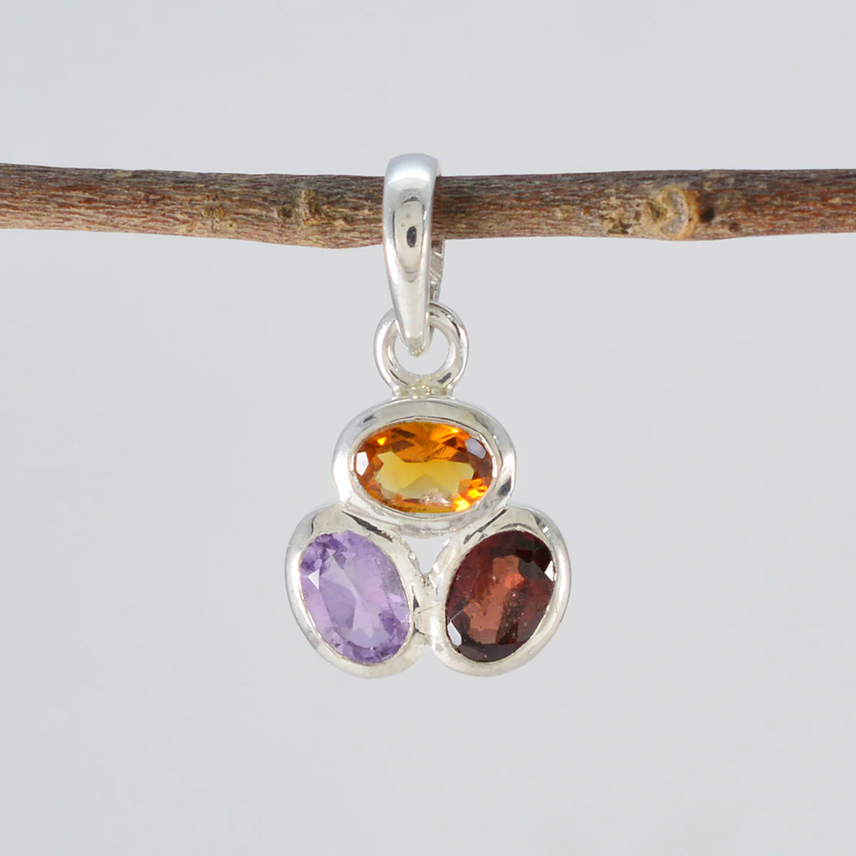 Multi Stone Elegant Korean Sterling Silver Trilogy Min-seo Eternity multicolor Pendant Jewellery - Image 2