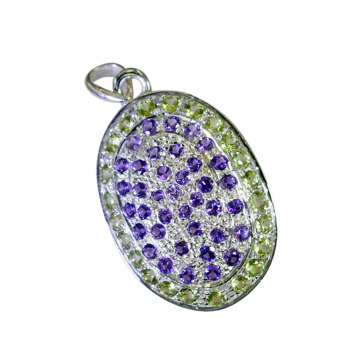 Multi Stone Essential Indian Silver multiple Siti Eternity multicolor Pendant Jewelry - Image 2