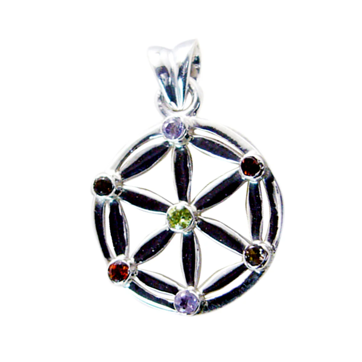 Multi Stone Featherlight Italian 925 Silver multiple Mila Retro multicolor Pendant Jewelry - Image 2