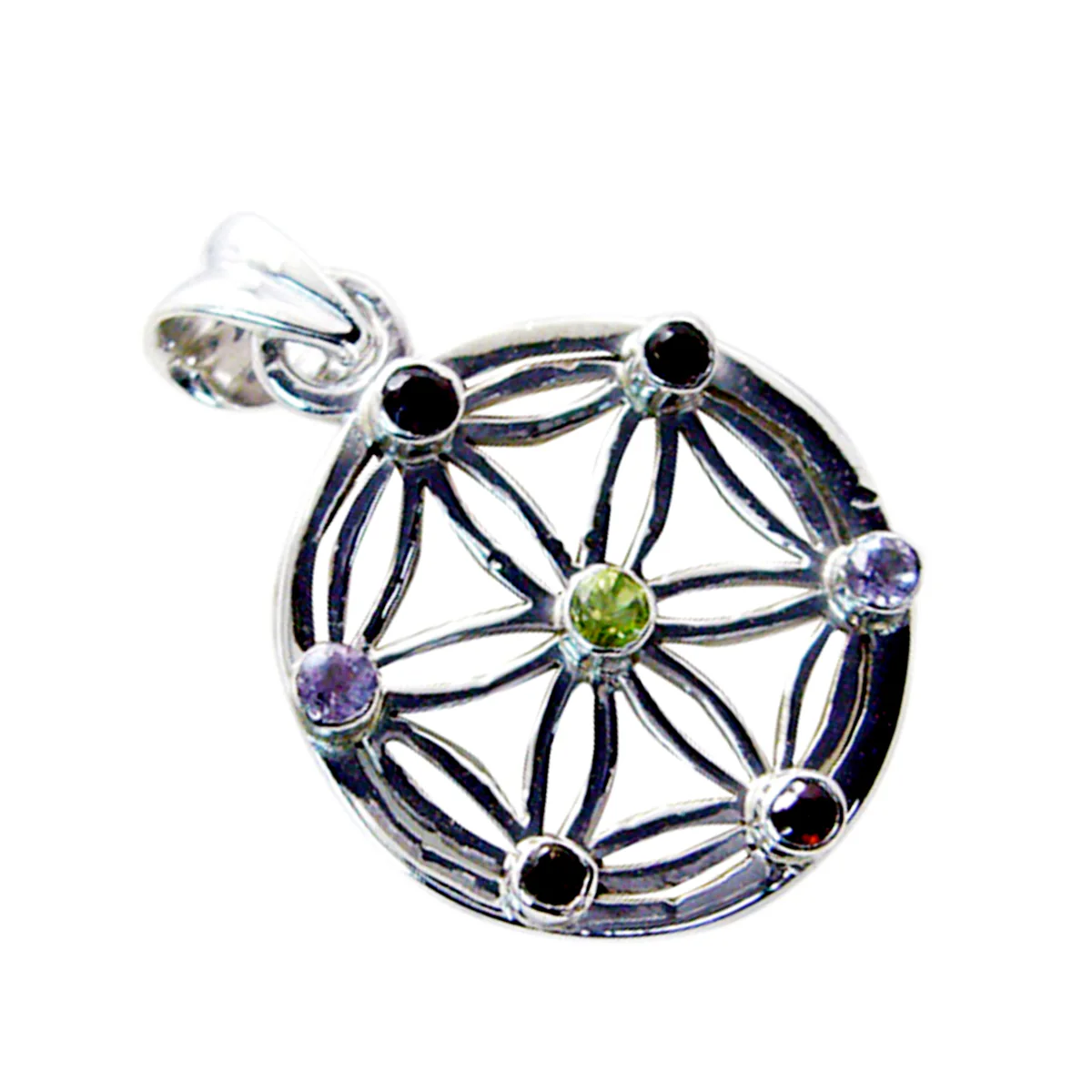 Multi Stone Featherlight Spanish 92.5 Silver multiple Mathilde Victorian multicolor Pendant Jewellery - Image 2