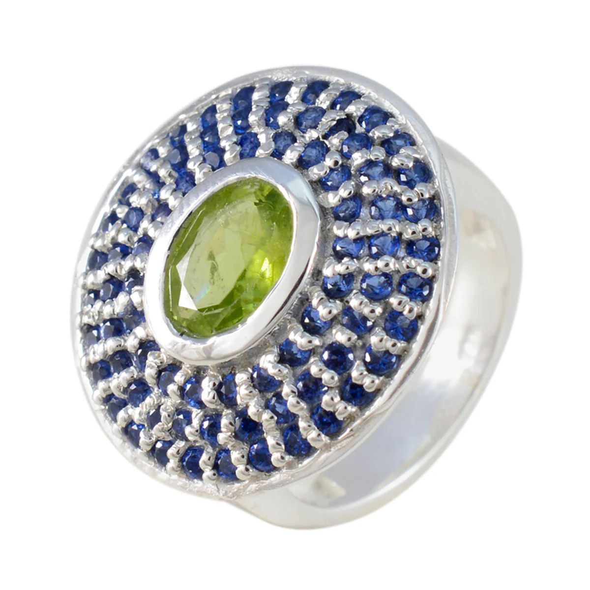 Multi Stone Halo Indian Silver multicolor Gems Eye-catching Cocktail Ring Jewellery