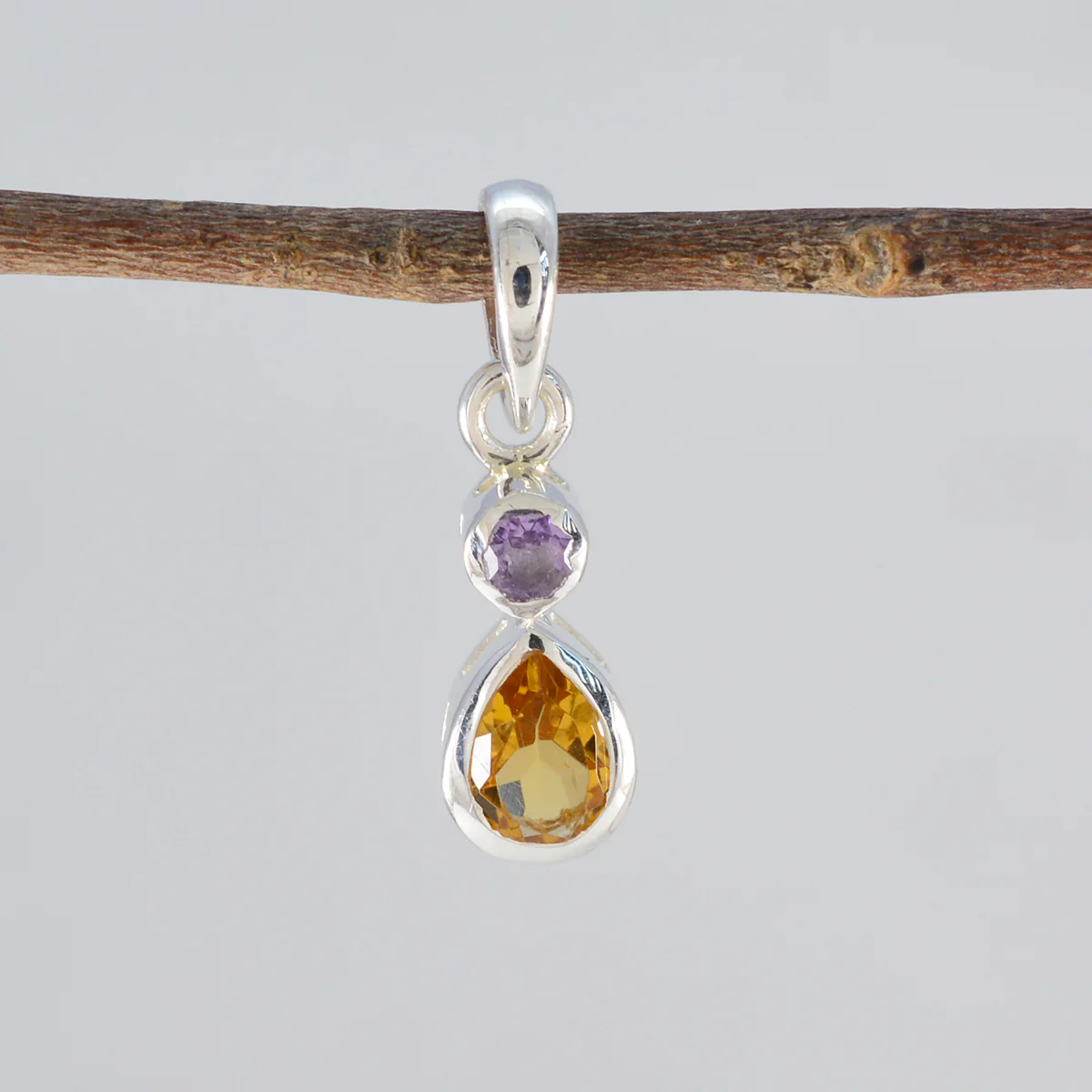 Multi Stone Minimalist Japanese 92.5 Silver Toi et Moi Yuki Trendy multicolor Pendant Jewellery - Image 2