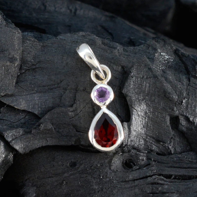 Multi Stone Minimalist Japanese 92.5 Silver Toi et Moi Yukki Trendy multicolor Pendant Jewellery - Image 4