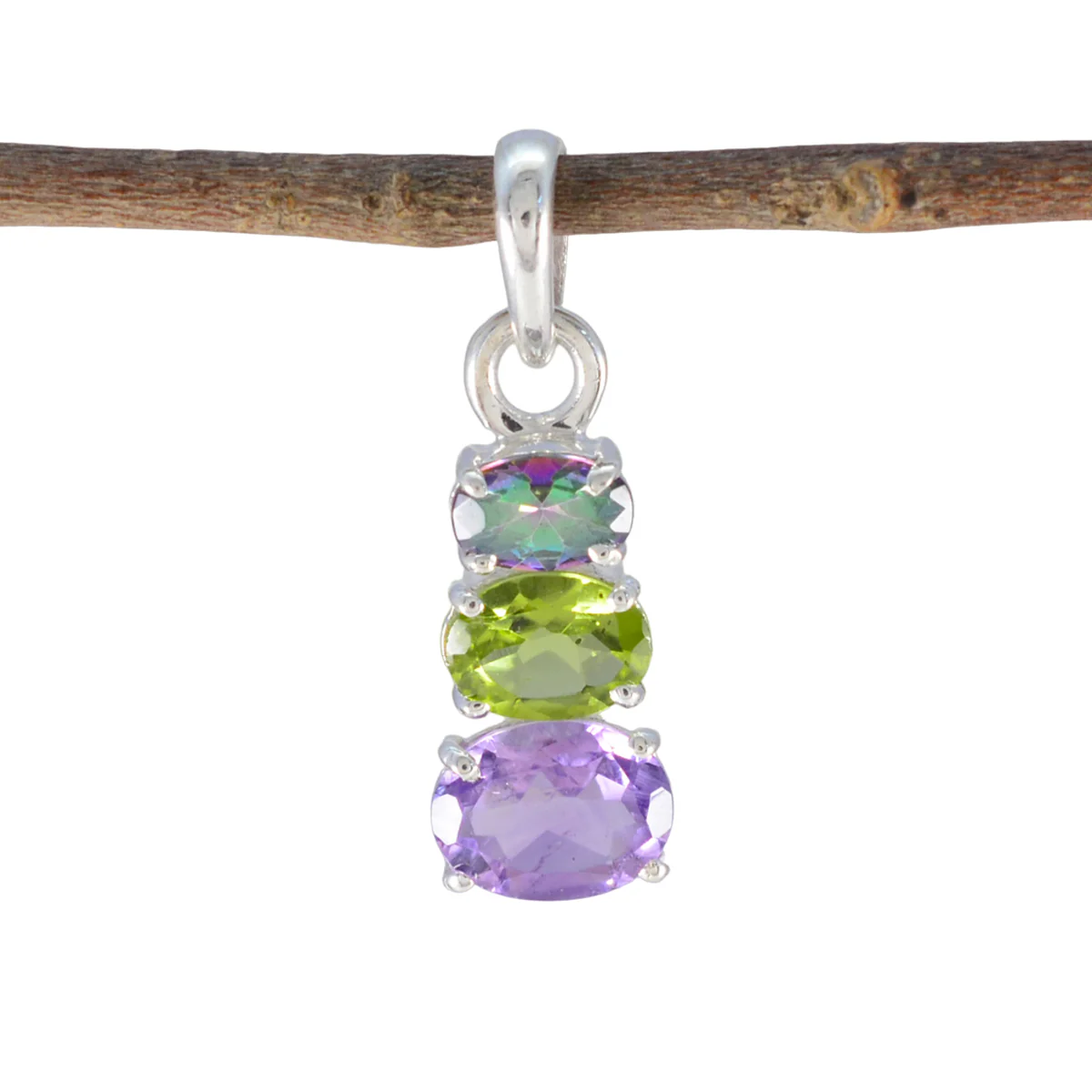 Multi Stone Minimalist Japanese 92.5 Silver Trilogy Eun-ji Trendy multicolor Pendant Jewellery