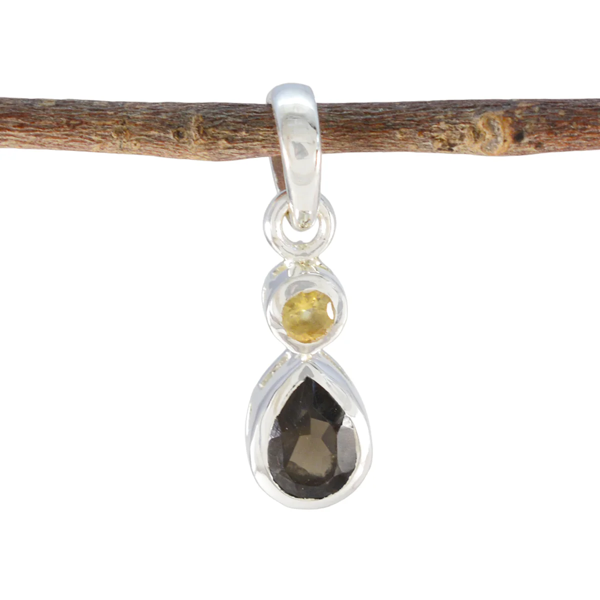 Multi Stone Minimalist Japanese Sterling Silver Toi et Moi Yan Contemporary multicolor Pendant Jewellery