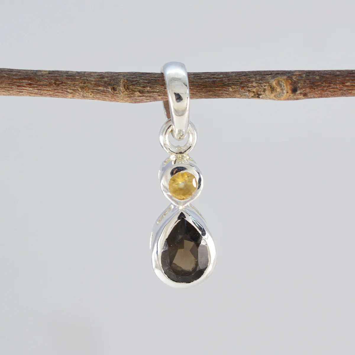 Multi Stone Minimalist Japanese Sterling Silver Toi et Moi Yan Contemporary multicolor Pendant Jewellery - Image 2