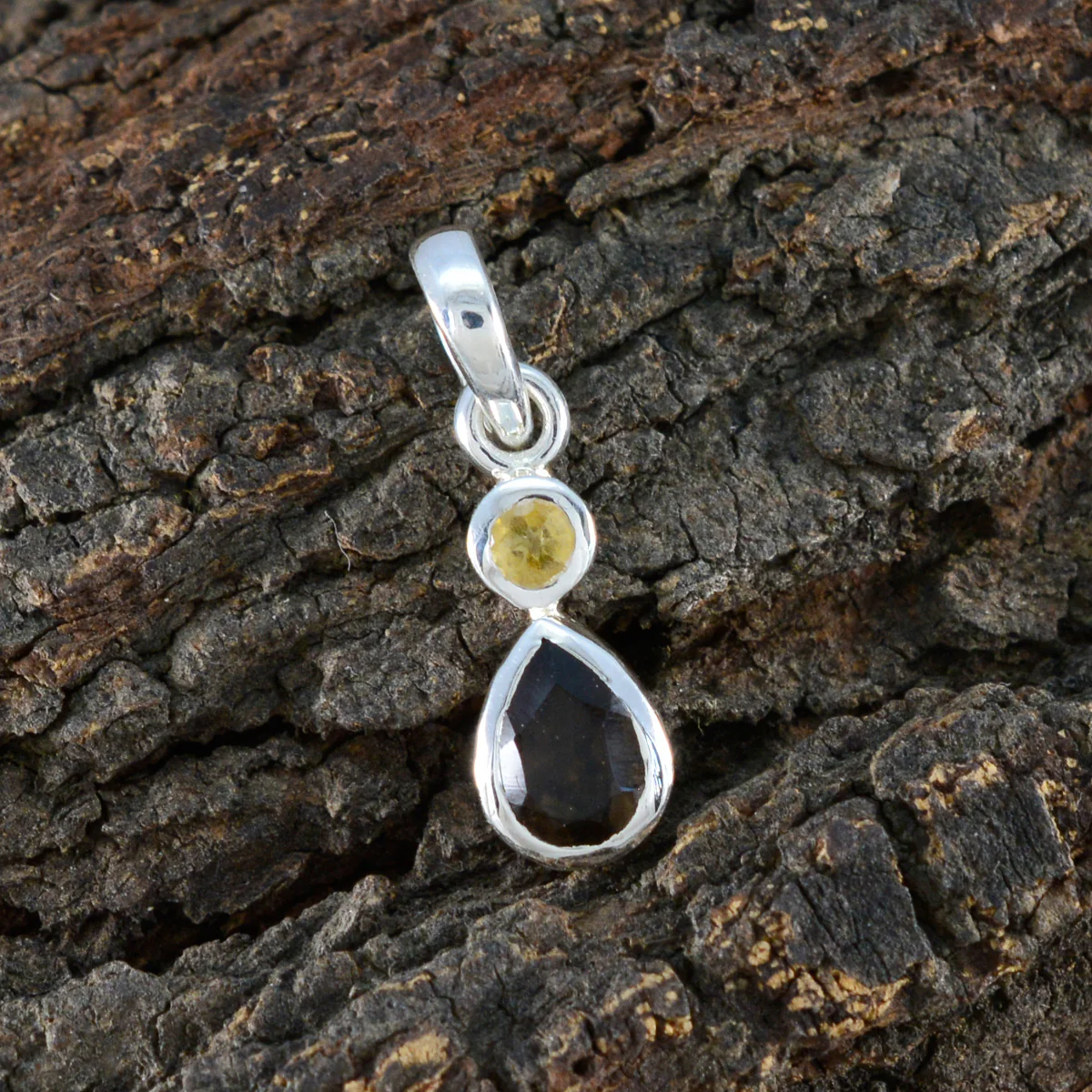 Multi Stone Minimalist Japanese Sterling Silver Toi et Moi Yan Contemporary multicolor Pendant Jewellery - Image 3