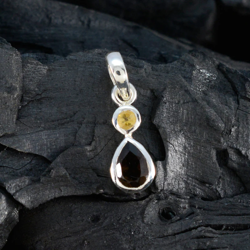 Multi Stone Minimalist Japanese Sterling Silver Toi et Moi Yan Contemporary multicolor Pendant Jewellery - Image 4