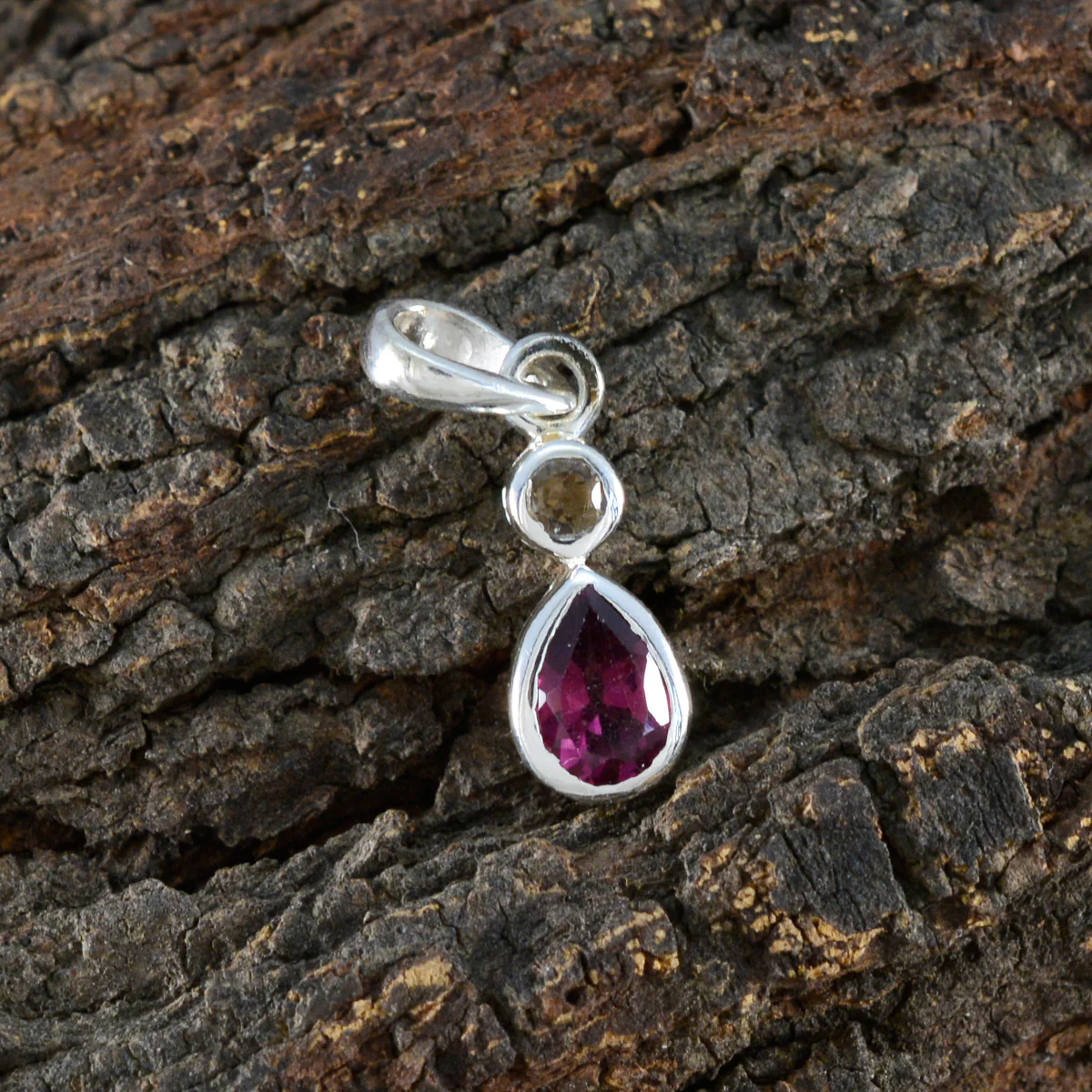 Multi Stone Minimalist Japanese Sterling Silver Toi et Moi Yani Contemporary multicolor Pendant Jewellery - Image 3