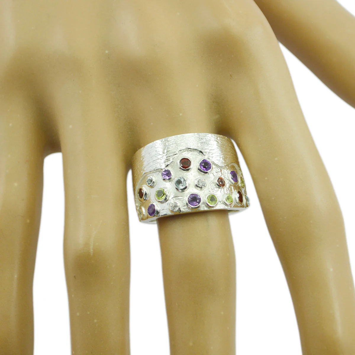 Multi Stone multiple African 925 Silver multicolor Gemstones Essential  Cocktail Ring Jewelry - Image 2