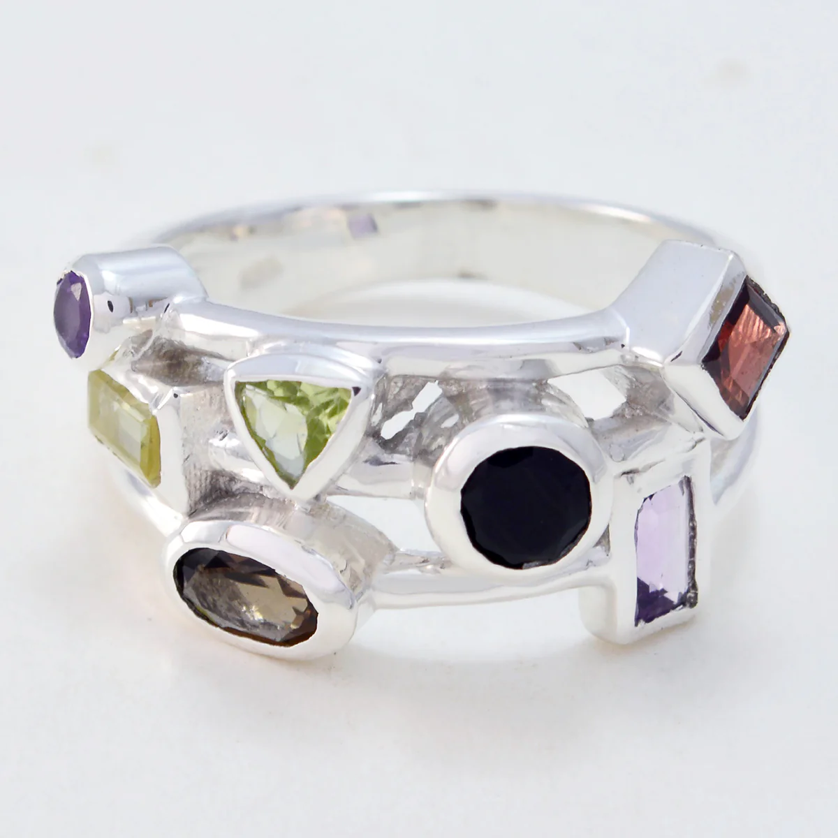 Multi Stone multiple African Silver multicolor Gemstone Versatile Cocktail Ring Jewelry - Image 2