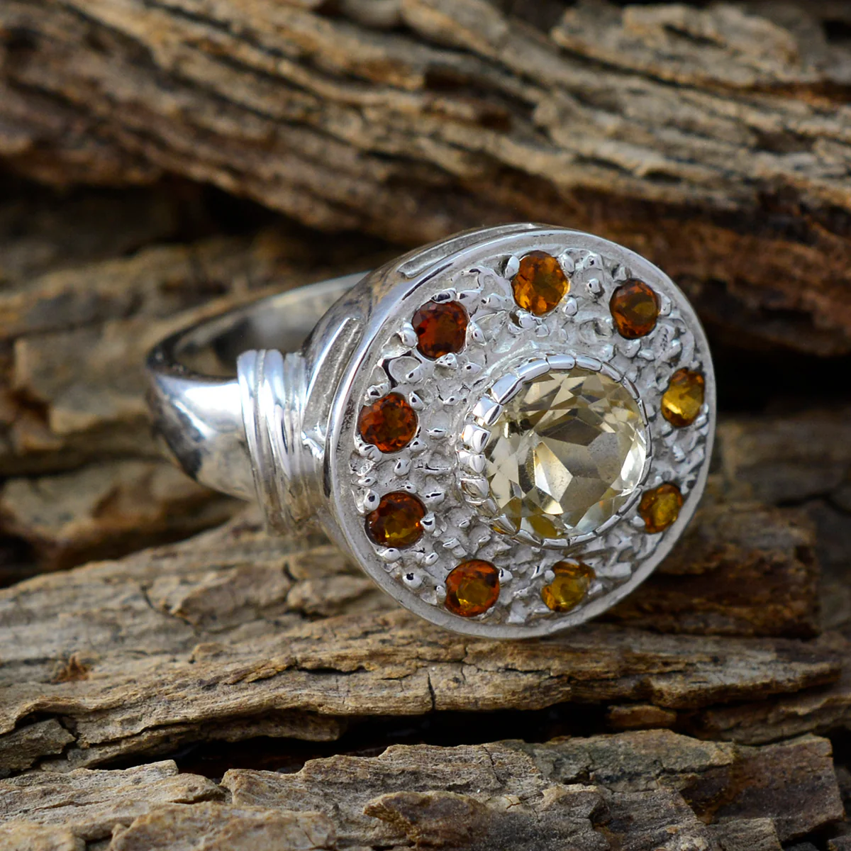 Multi Stone multiple Moroccan 925 Silver multicolor Gemstone Essential  Cocktail Ring Jewelry - Image 3