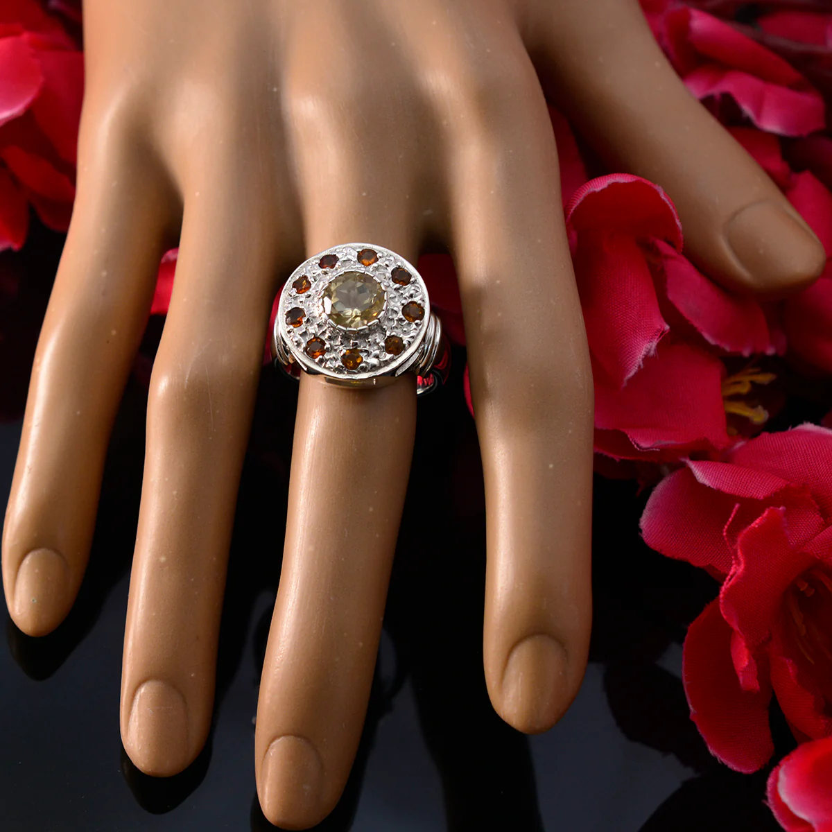 Multi Stone multiple Moroccan 925 Silver multicolor Gemstone Essential  Cocktail Ring Jewelry - Image 5