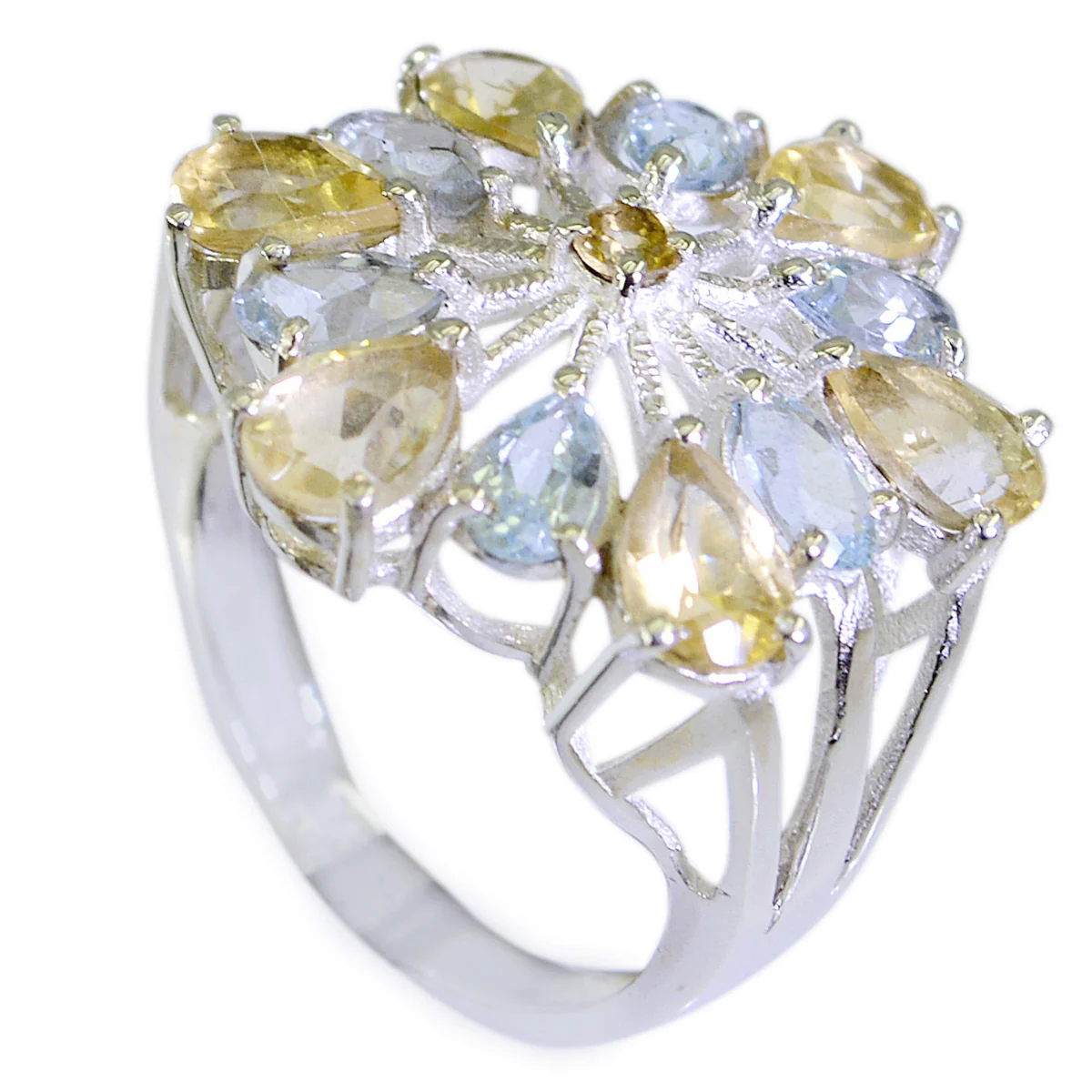 Multi Stone multiple Russian 92.5 Silver multicolor Gems Classic Cocktail Ring Jewellery - Image 2