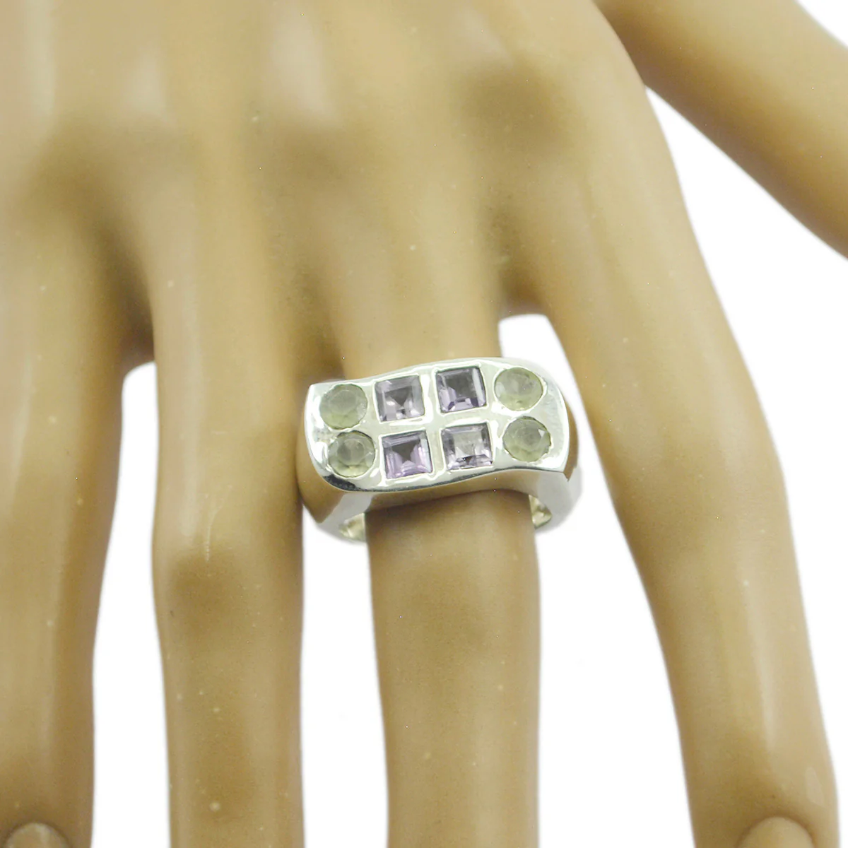 Multi Stone octa Spanish 92.5 Silver multicolor Gemstone Chunky Cocktail Ring Jewellery - Image 2
