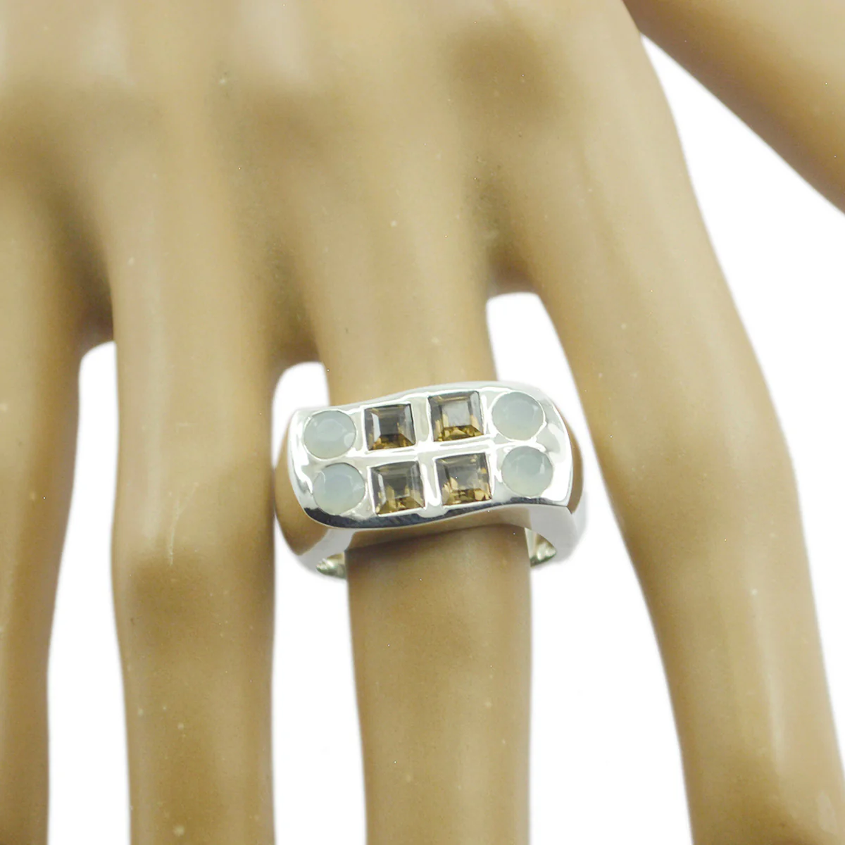 Multi Stone octa Spanish Sterling Silver multicolor Gemstones Chunky Cocktail Ring Jewellery - Image 2