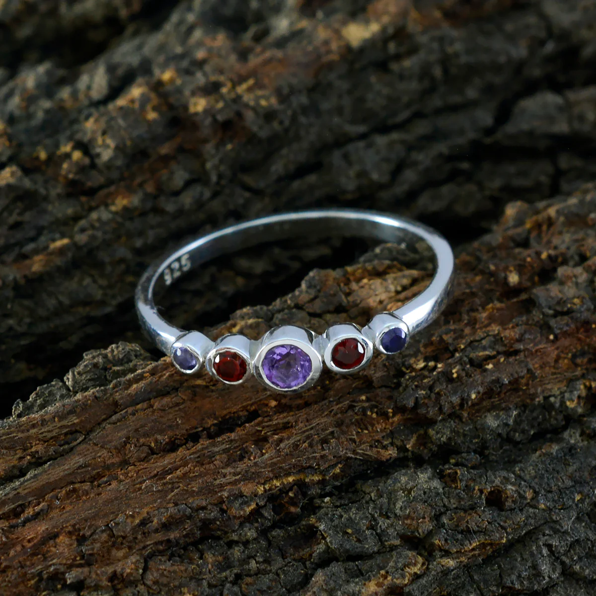 Multi Stone Penta American 925 Sterling Silver multicolor Gemstone Elegant  Feminine Ring Jewelry - Image 3