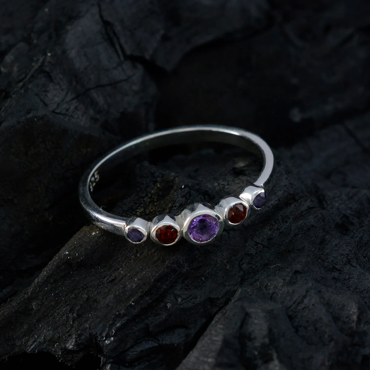 Multi Stone Penta American 925 Sterling Silver multicolor Gemstone Elegant  Feminine Ring Jewelry - Image 4