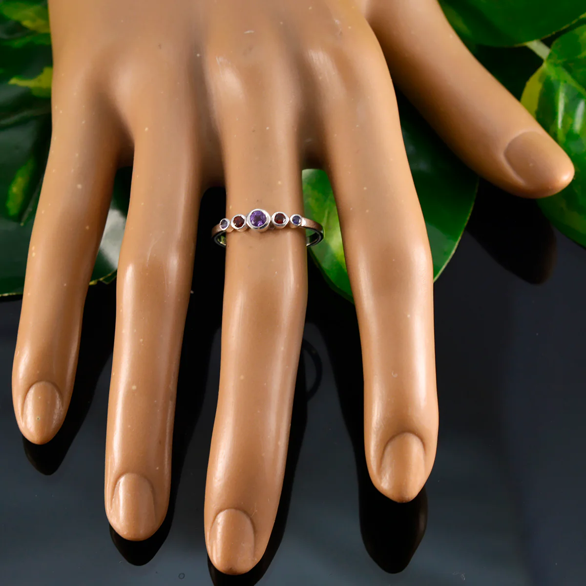 Multi Stone Penta American 925 Sterling Silver multicolor Gemstone Elegant  Feminine Ring Jewelry - Image 5