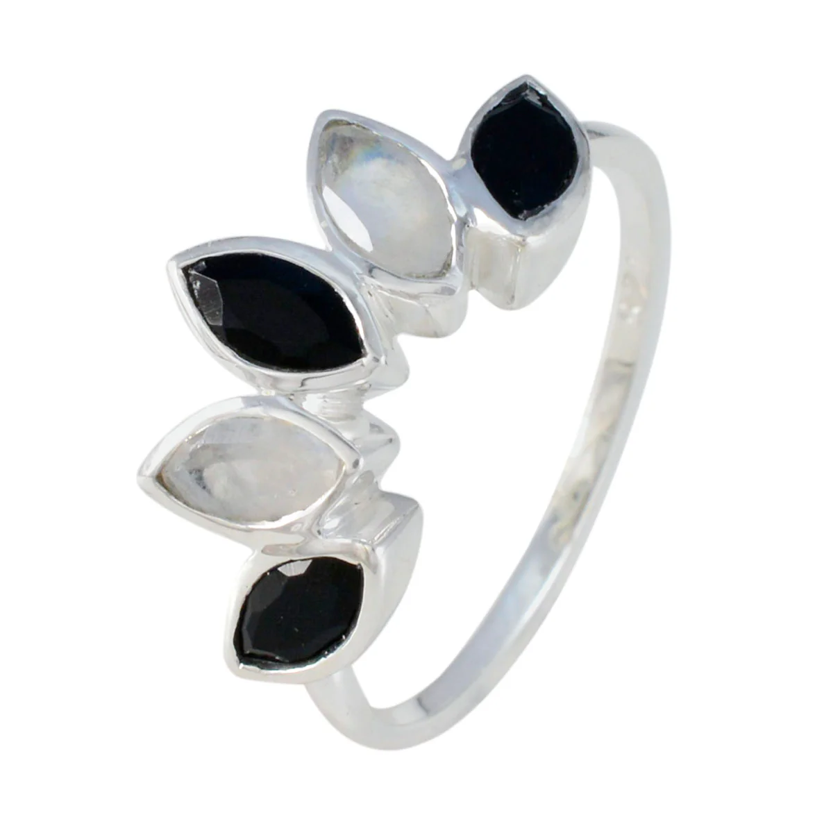 Multi Stone Penta Japanese Silver multicolor Gemstone Delicate crown Ring Jewelry - Image 3