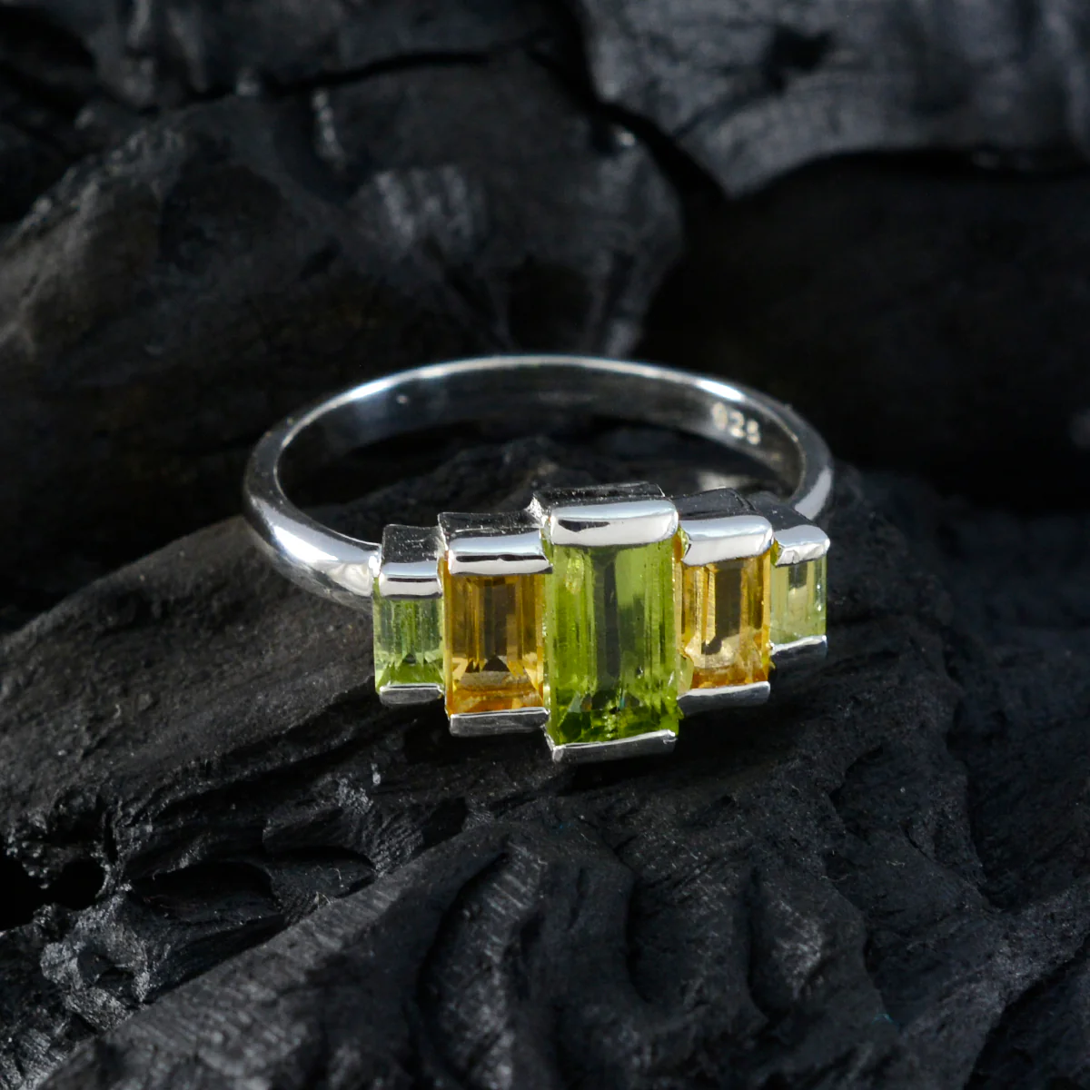 Multi Stone Penta Japanese Silver multicolor Gemstone Whisper-thin Sophisticated Ring Jewellery - Image 4