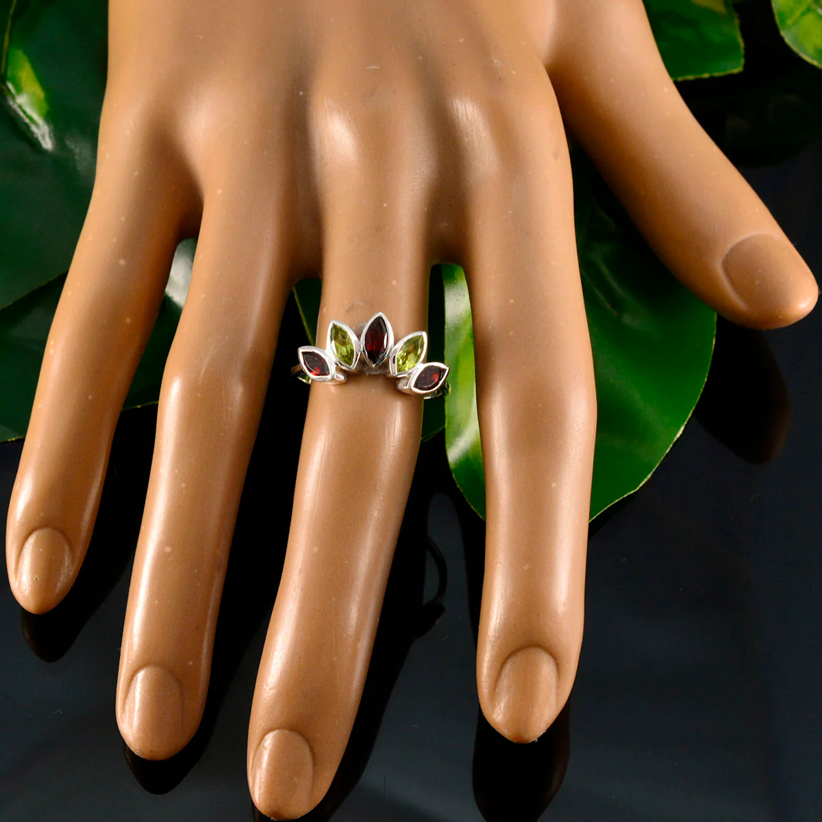 Multi Stone Penta Korean 92.5 Silver multicolor Gemstone Delicate crown Ring Jewellery - Image 6