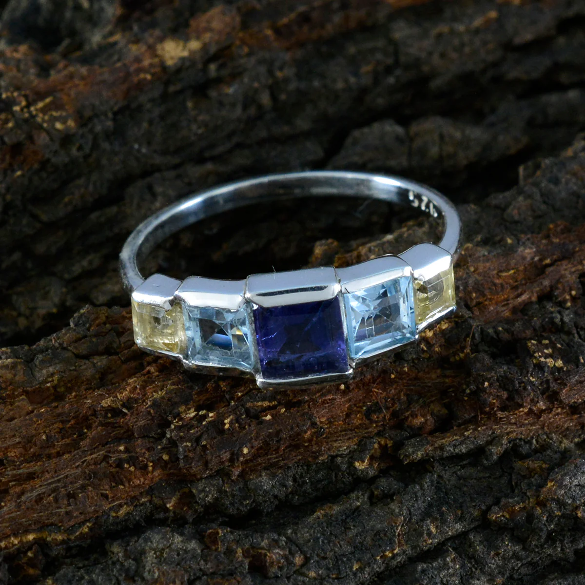 Multi Stone Penta Korean 925 Silver multicolor Gemstones Delicate Trendy Ring Jewellery - Image 3