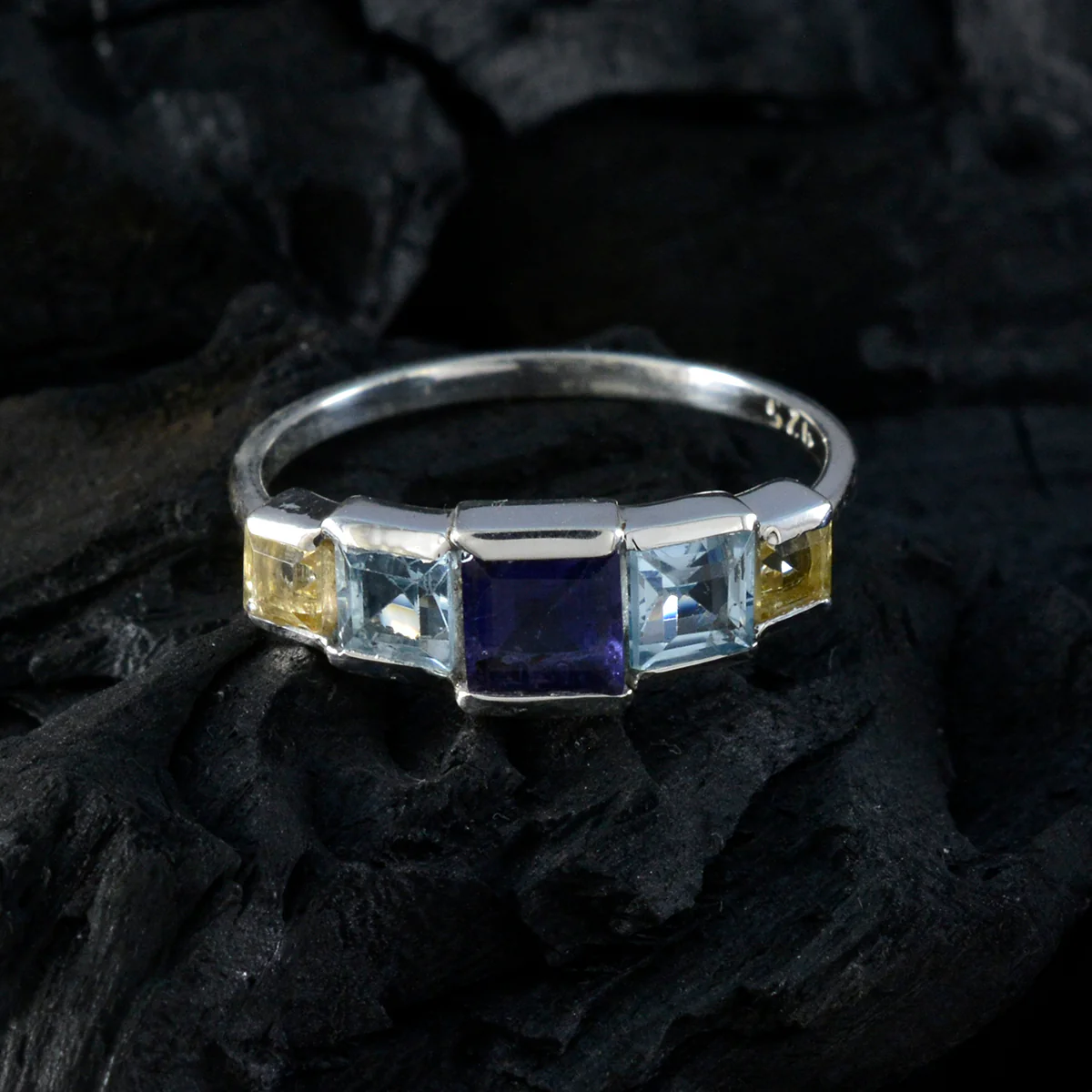 Multi Stone Penta Korean 925 Silver multicolor Gemstones Delicate Trendy Ring Jewellery - Image 4