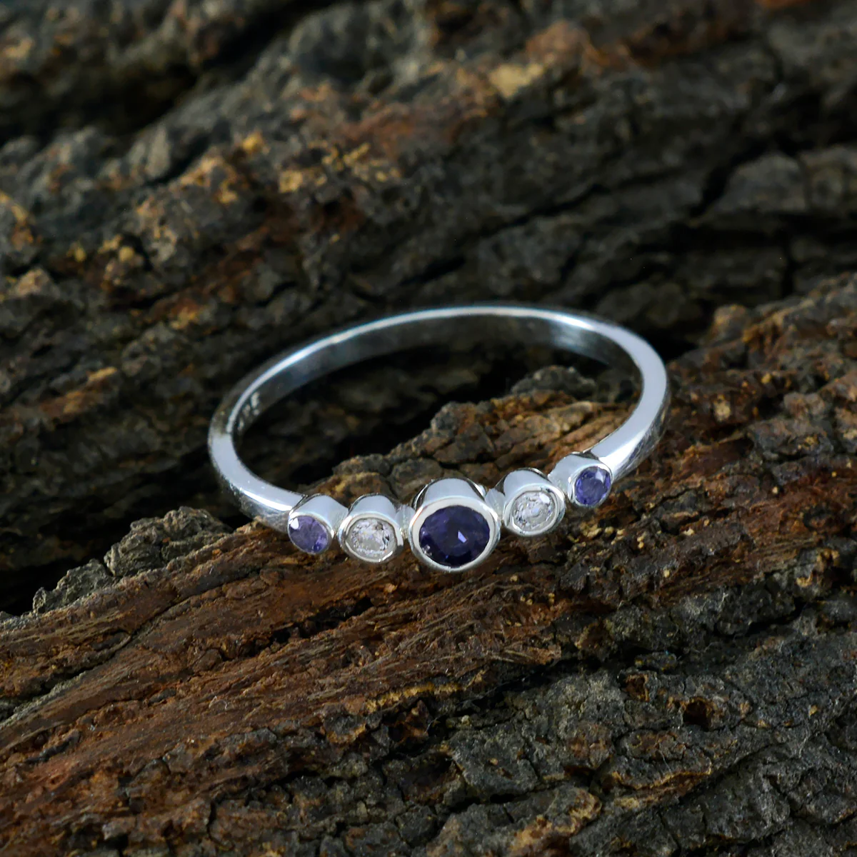Multi Stone Penta Turkish 92.5 Silver multicolor Gems Elegant  Romantic Ring Jewellery - Image 3