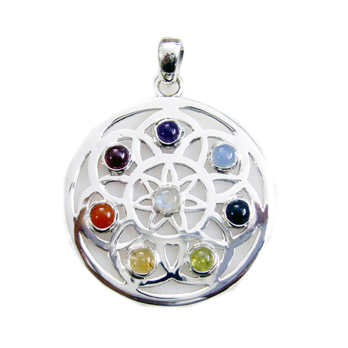 Multi Stone Statement French 92.5 Silver multiple Savannah Geometric multicolor Pendant Jewellery - Image 2