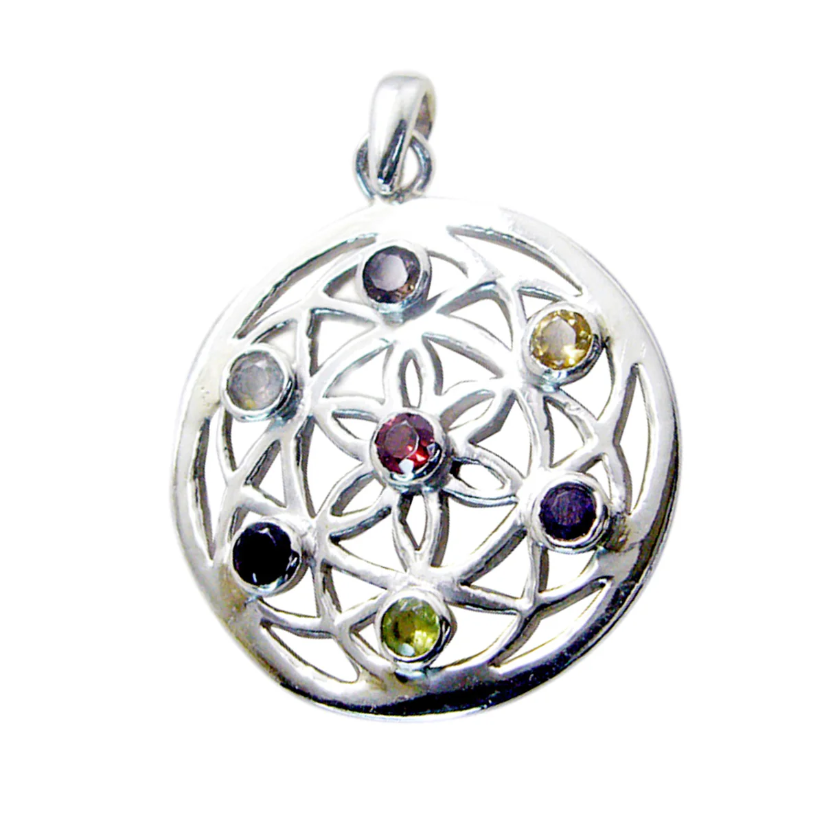 Multi Stone Statement French 92.5 Silver multiple Sophia Retro multicolor Pendant Jewellery - Image 2