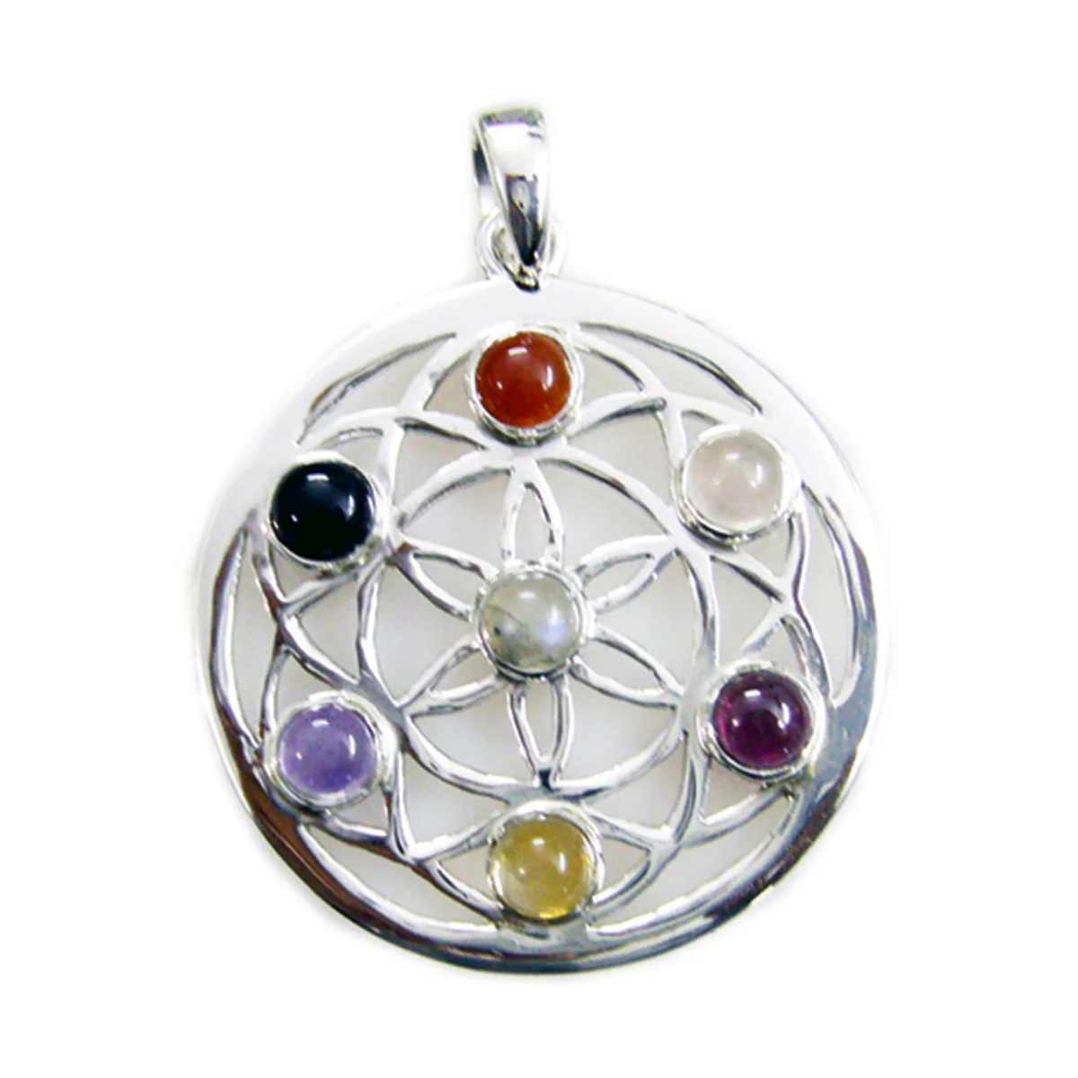 Multi Stone Statement German Silver multiple Scarlett Victorian multicolor Pendant Jewelry - Image 2