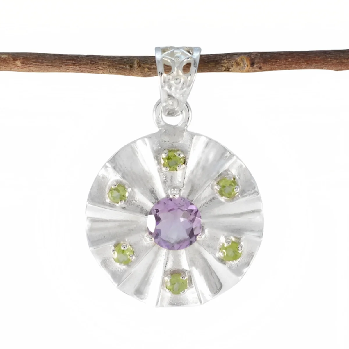 Multi Stone Statement Russian Silver multiple Marie Cocktail multicolor Pendant Jewelry