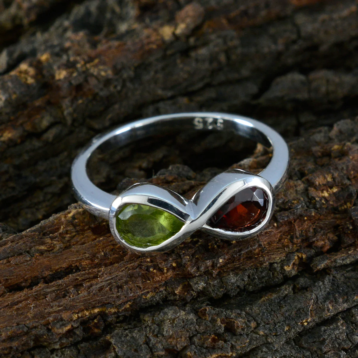 Multi Stone Toi et Moi American 925 Silver multicolor Gemstone Dainty Contemporary Ring Jewelry - Image 3