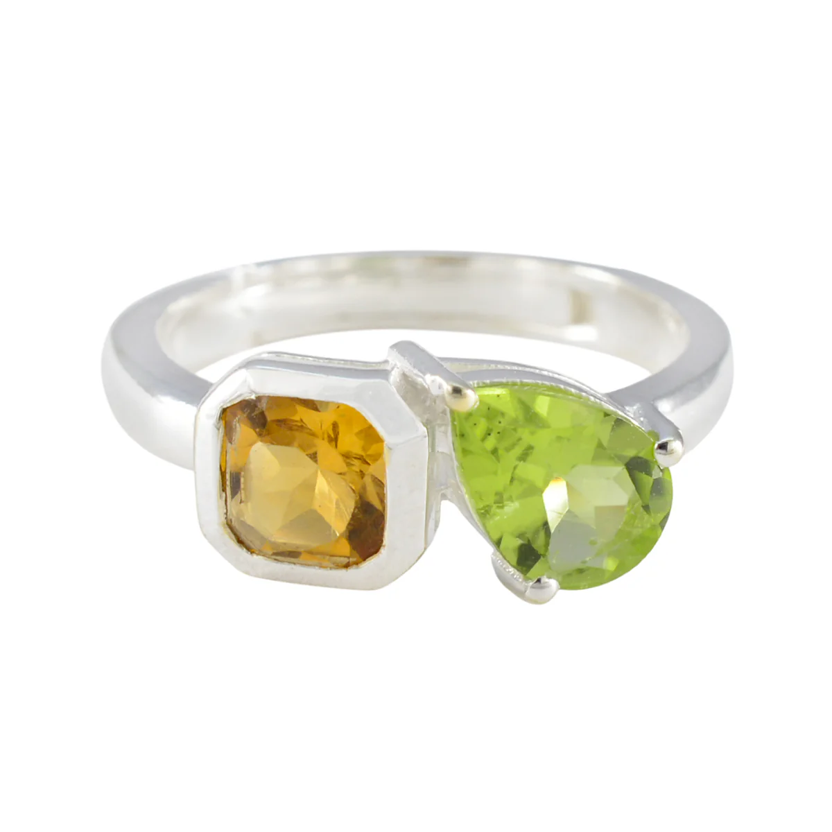 Multi Stone Toi et Moi American Silver multicolor Gemstone Dainty Sophisticated Ring Jewelry