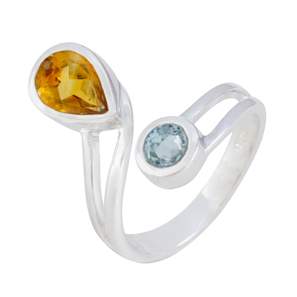 Multi Stone Toi et Moi German 925 Sterling Silver multicolor Gems Tiny Trendy Ring Jewelry - Image 2