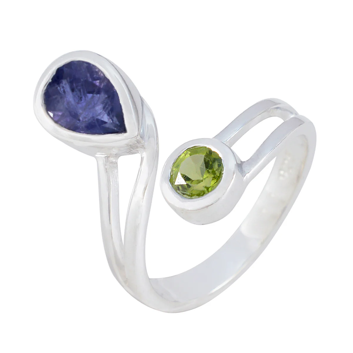 Multi Stone Toi et Moi German Silver multicolor Gemstone Tiny Trendy Ring Jewelry - Image 2