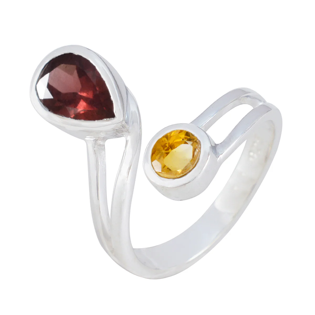 Multi Stone Toi et Moi Indian Silver multicolor Gemstone Tiny Cultural Ring Jewellery - Image 2