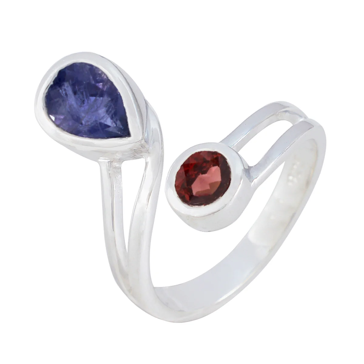 Multi Stone Toi et Moi Indian Sterling Silver multicolor Gemstones Tiny Cultural Ring Jewellery - Image 2
