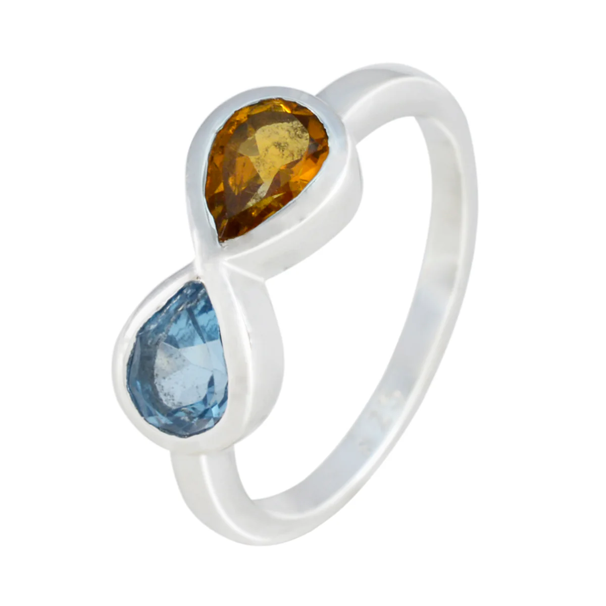 Multi Stone Toi et Moi Japanese Silver multicolor Gemstones Dainty Sophisticated Ring Jewelry - Image 2