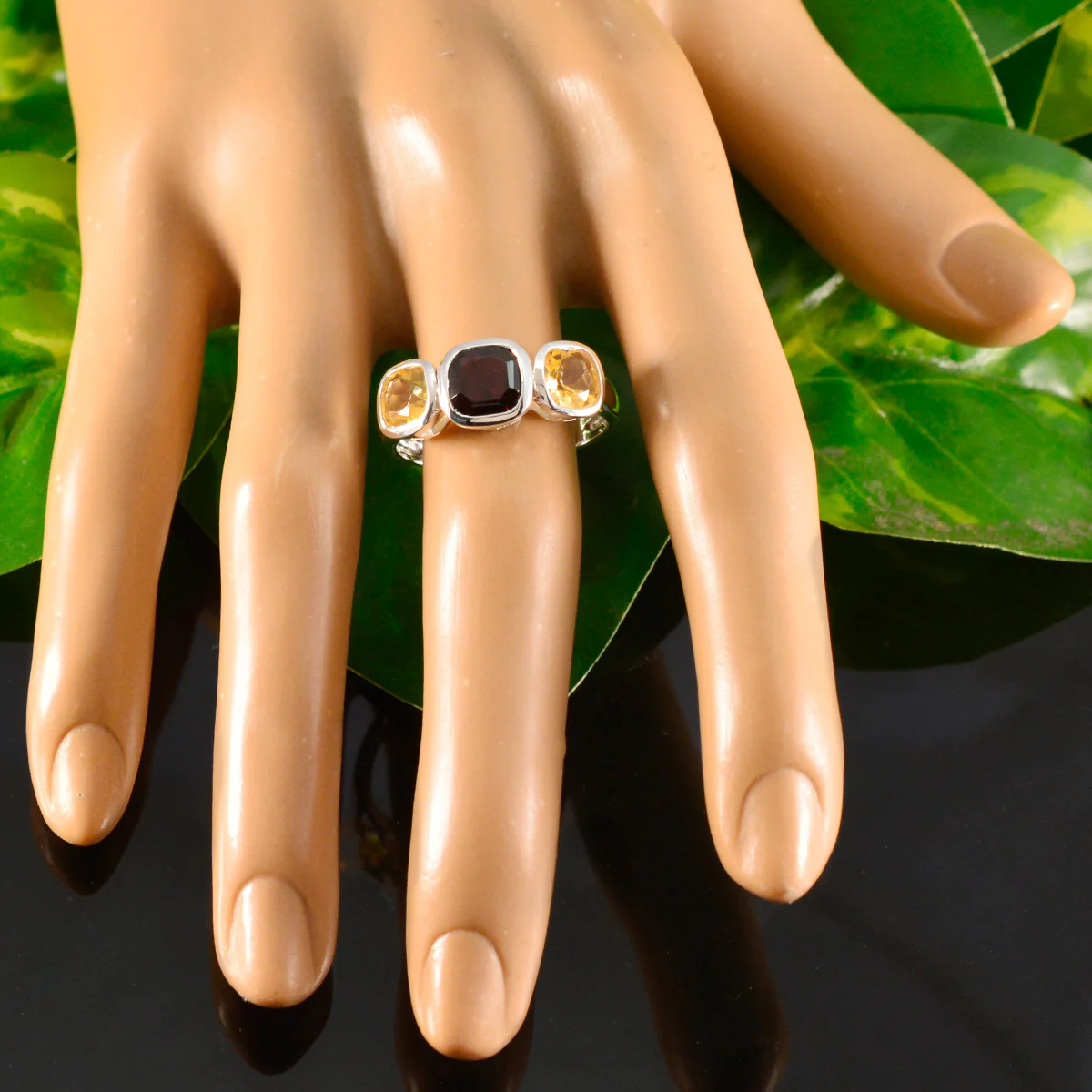 Multi Stone Trilogy African 92.5 Silver multicolor Gems Slim Graceful Ring Jewelry - Image 5