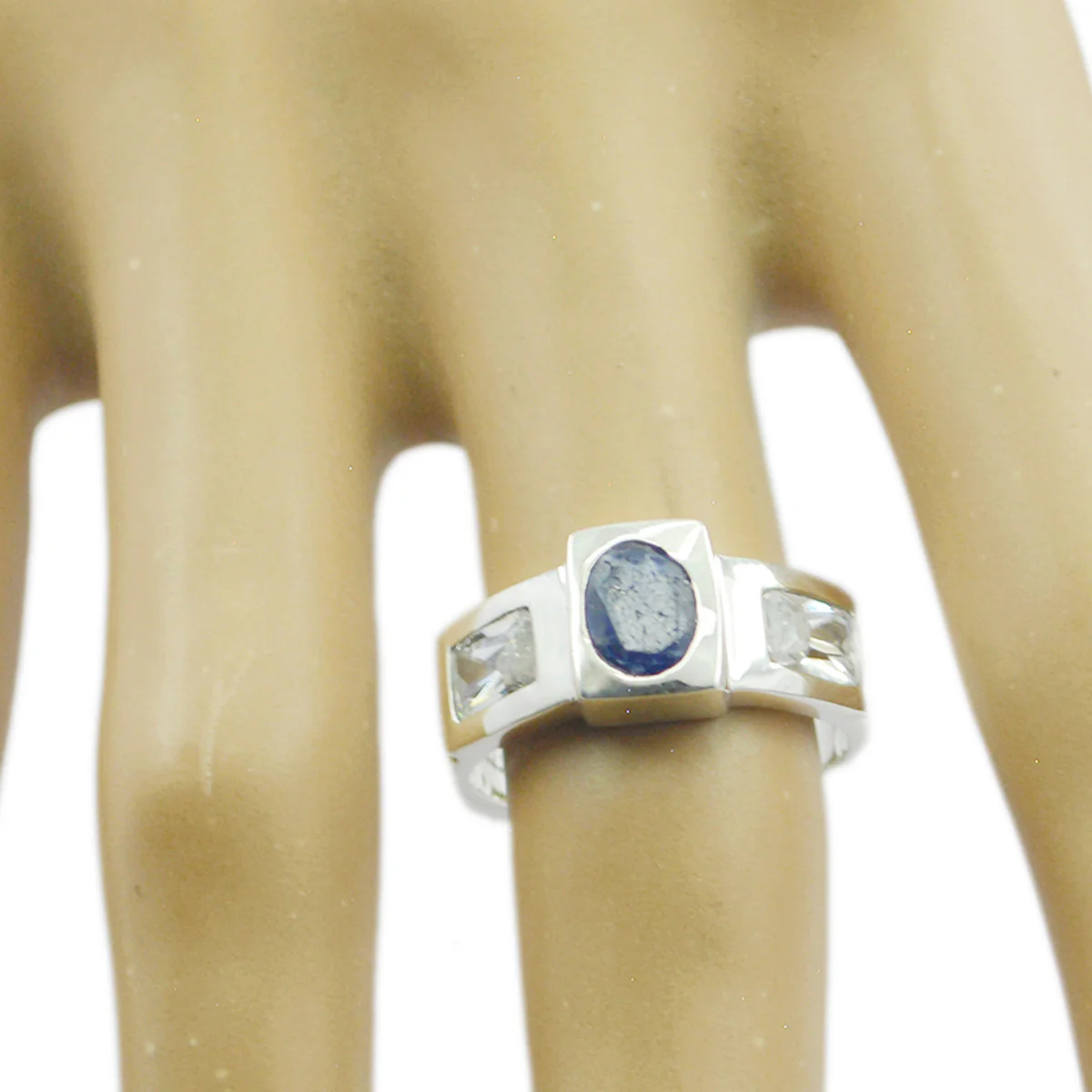 Multi Stone Trilogy African 92.5 Silver multicolor Gemstones Tiny Fairytale Ring Jewelry - Image 2