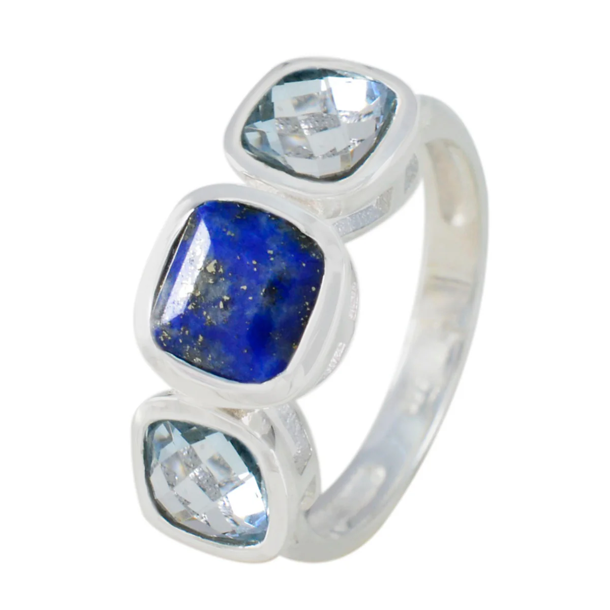 Multi Stone Trilogy African 925 Sterling Silver multicolor Gemstone Slim Graceful Ring Jewelry - Image 2