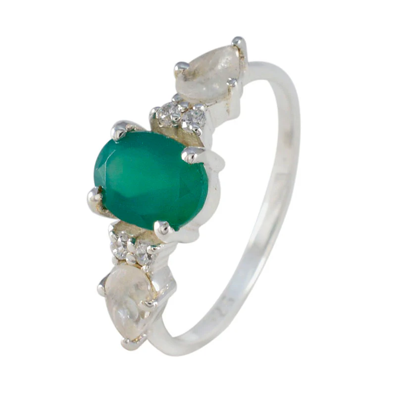 Multi Stone Trilogy American 925 Sterling Silver multicolor Gems Delicate Trendy Ring Jewelry - Image 2