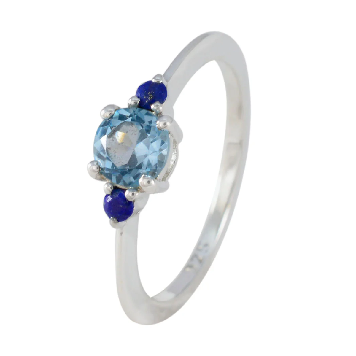 Multi Stone Trilogy American Sterling Silver multicolor Gemstones Elegant Luxurious Ring Jewellery - Image 2