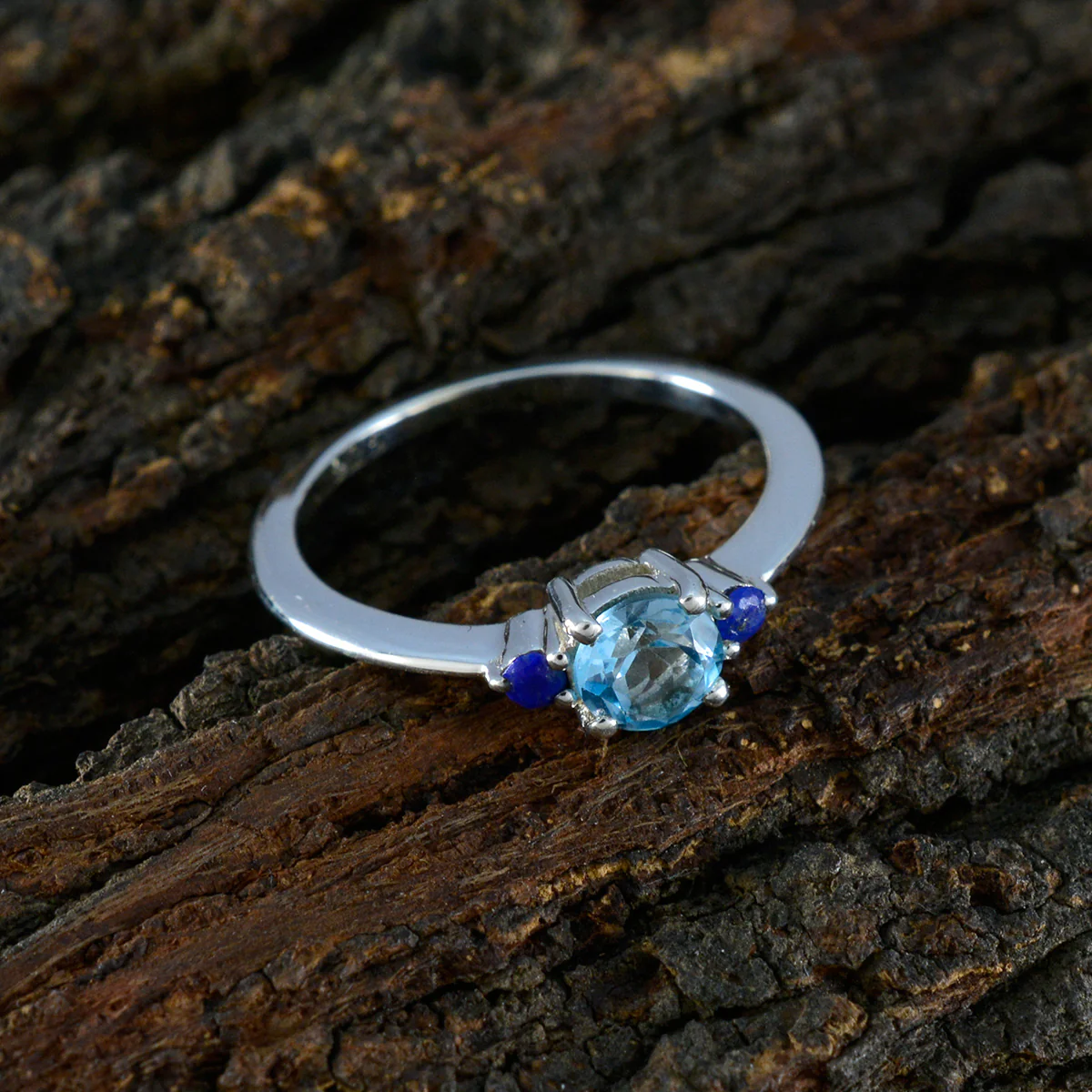 Multi Stone Trilogy American Sterling Silver multicolor Gemstones Elegant Luxurious Ring Jewellery - Image 3