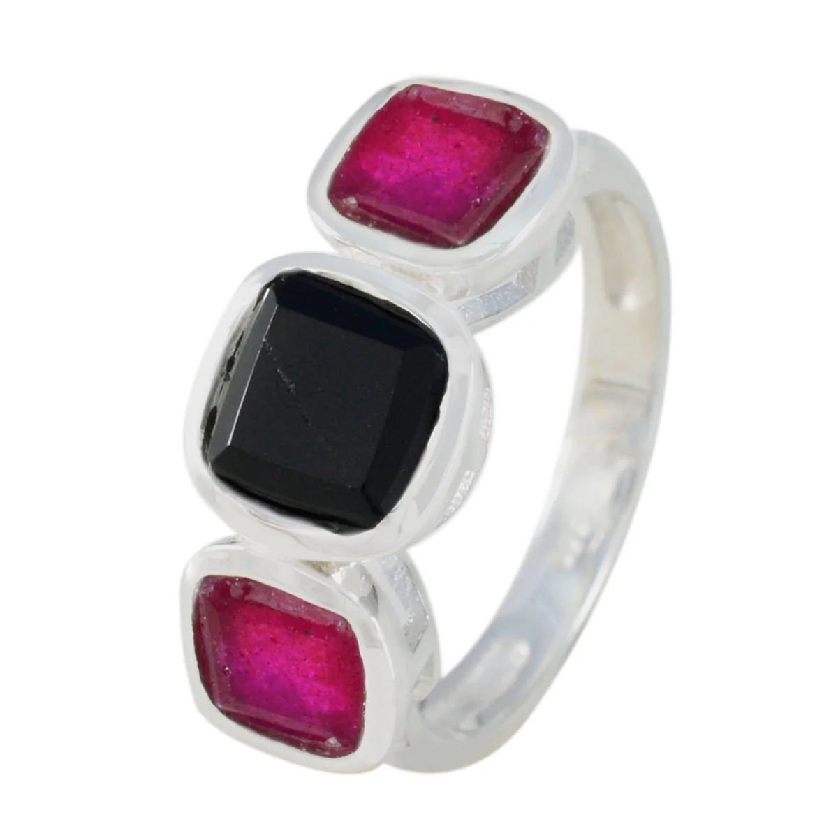 Multi Stone Trilogy Egyptian 925 Sterling Silver multicolor Gemstones Slim Boho Ring Jewelry - Image 2
