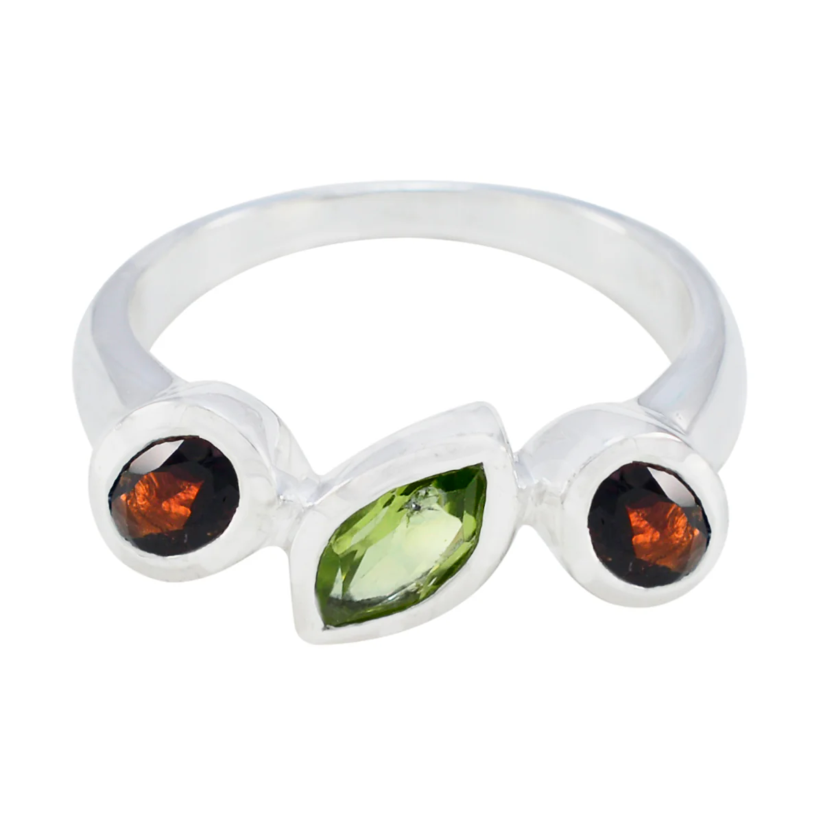 Multi Stone Trilogy Indian 92.5 Silver multicolor Gemstones Minimal Trendy Ring Jewelry