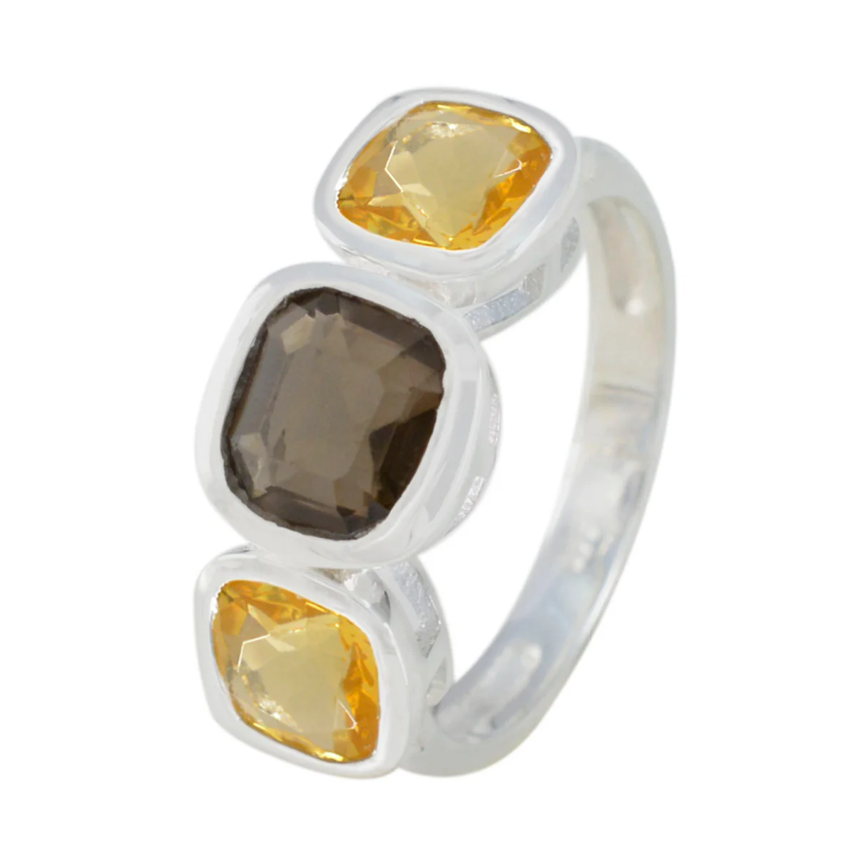 Multi Stone Trilogy Indian 925 Silver multicolor Gemstones Slim Feminine Ring Jewellery - Image 2
