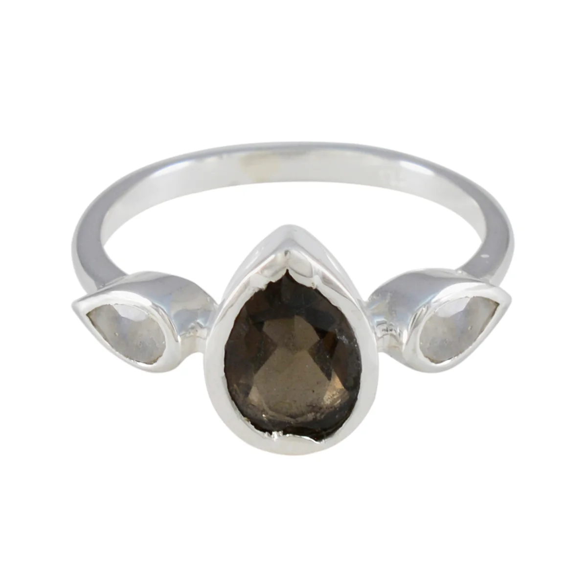 Multi Stone Trilogy Japanese 925 Sterling Silver multicolor Gems Dainty Feminine Ring Jewellery
